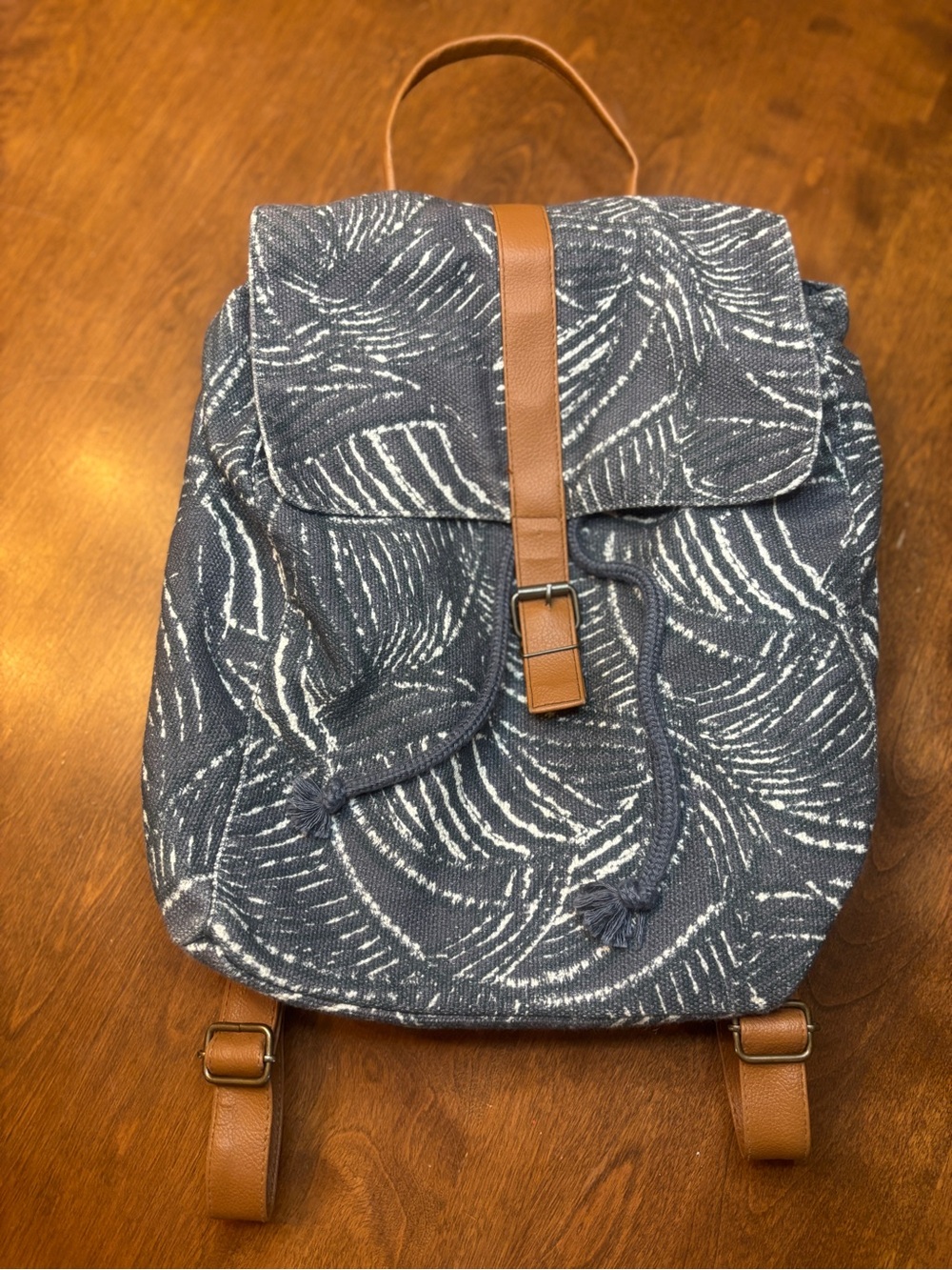 lu & elle Navy Canvas Tote with Brown Accent